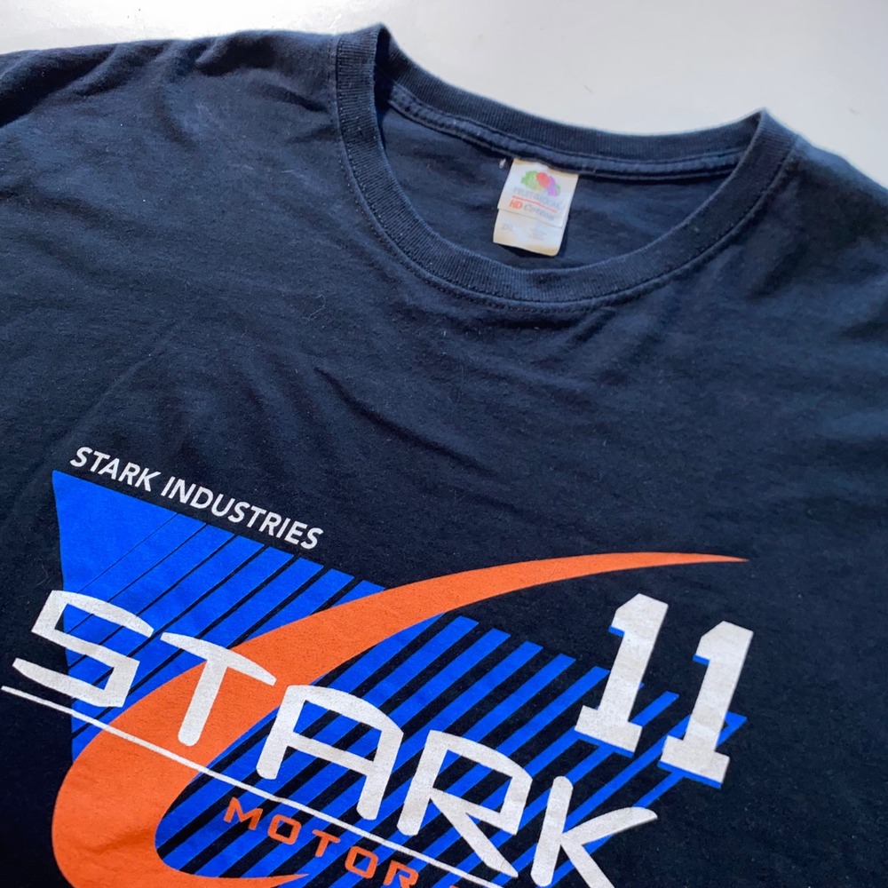 Marvel Stark Industries Motor Racing T-Shirt Mens 2XL Black Fruit of the Loom